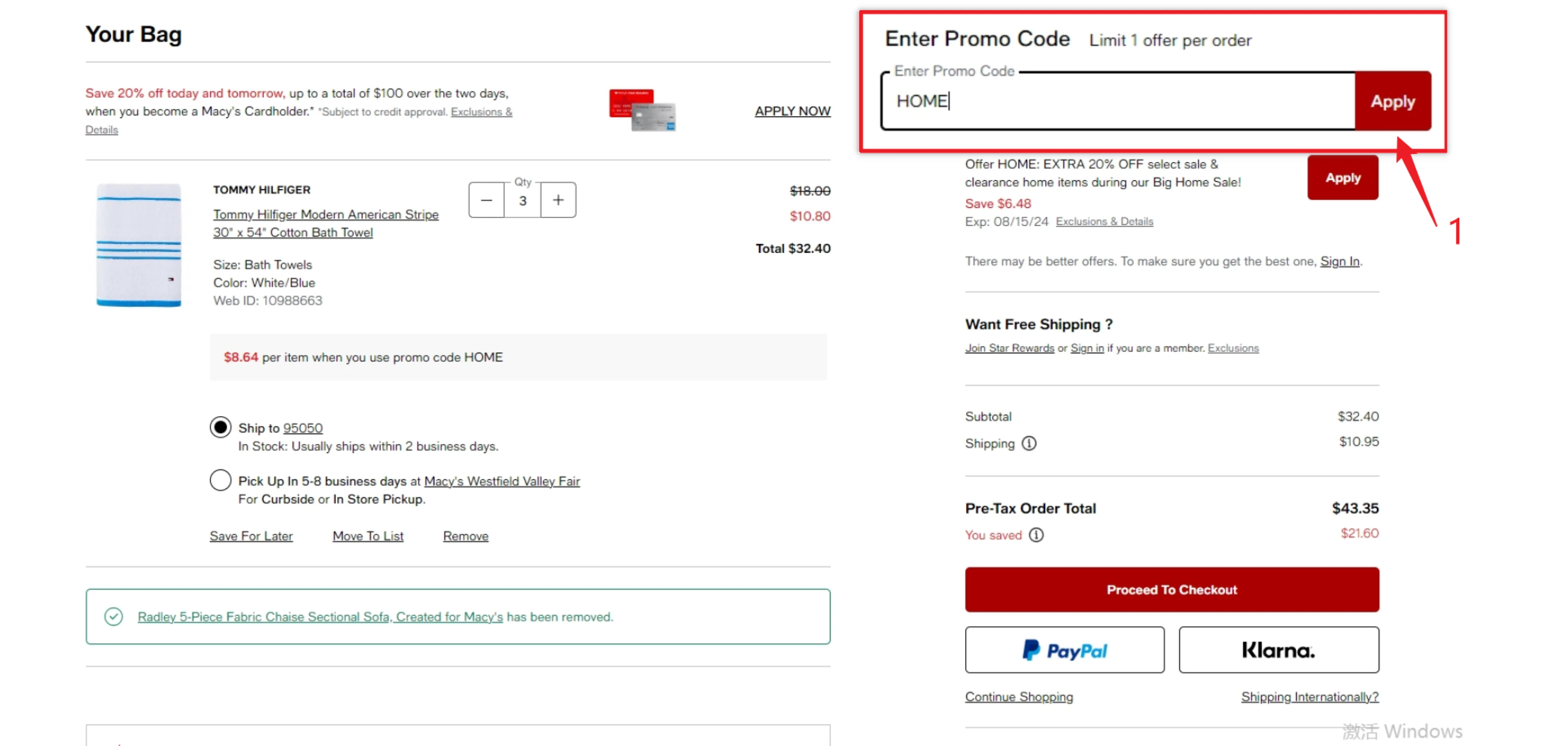3. During checkout, paste the code into the promo code box, then click the "Apply" button.