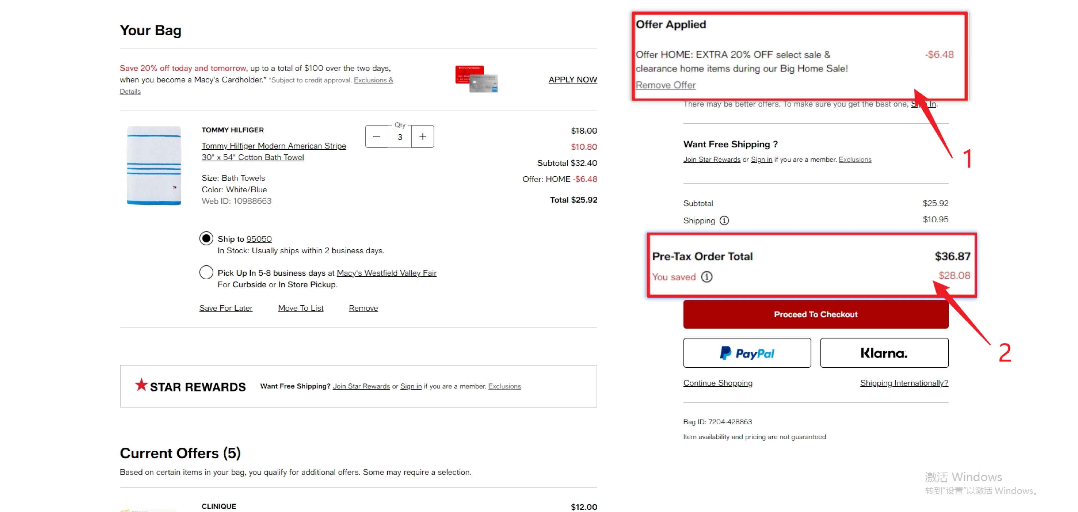 4. Once you see "Applied", the discount will be reflected in the total amount